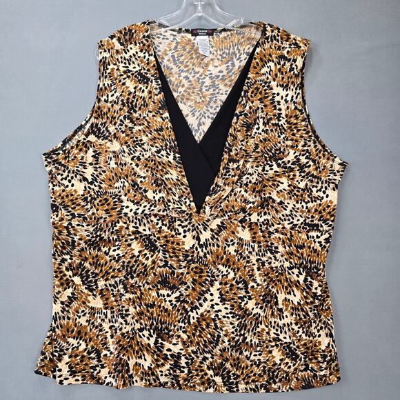 Cocomo Brown Back Sleeveless Shirt Blouse Stretch Layered V-Neck Women's Plus 3X - Picture 1 of 4